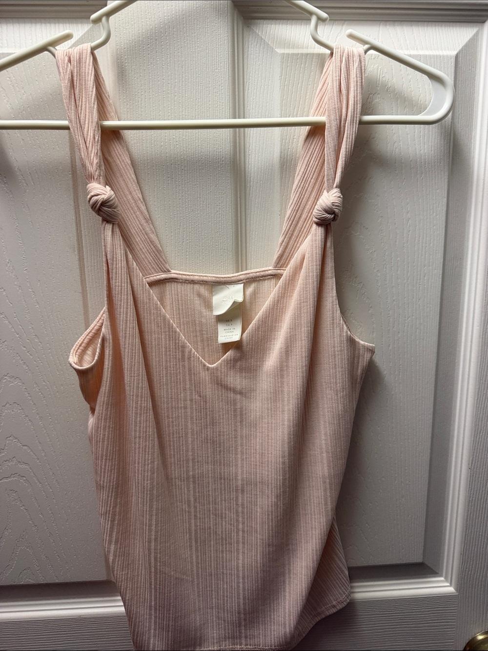 H&M Ribbed Knot-Strap Bandeau Top - Blush